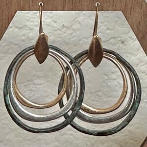 Tri tone circle earrings